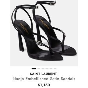 Saint Laurent Black Nadja Embellished Satin Heels